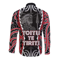 Aotearoa Waitangi Day Long Sleeve Button Shirt Maori Warrior Tribal Tattoo LT05 - Polynesian Pride