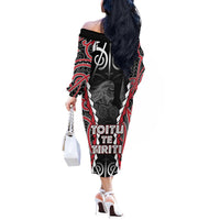 Aotearoa Waitangi Day Off The Shoulder Long Sleeve Dress Maori Warrior Tribal Tattoo