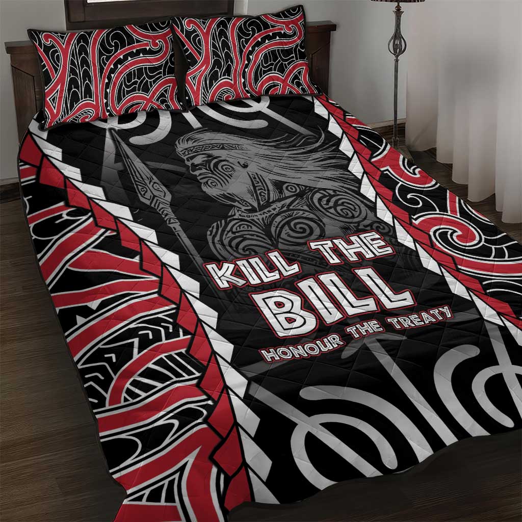 Aotearoa Waitangi Day Quilt Bed Set Maori Warrior Tribal Tattoo