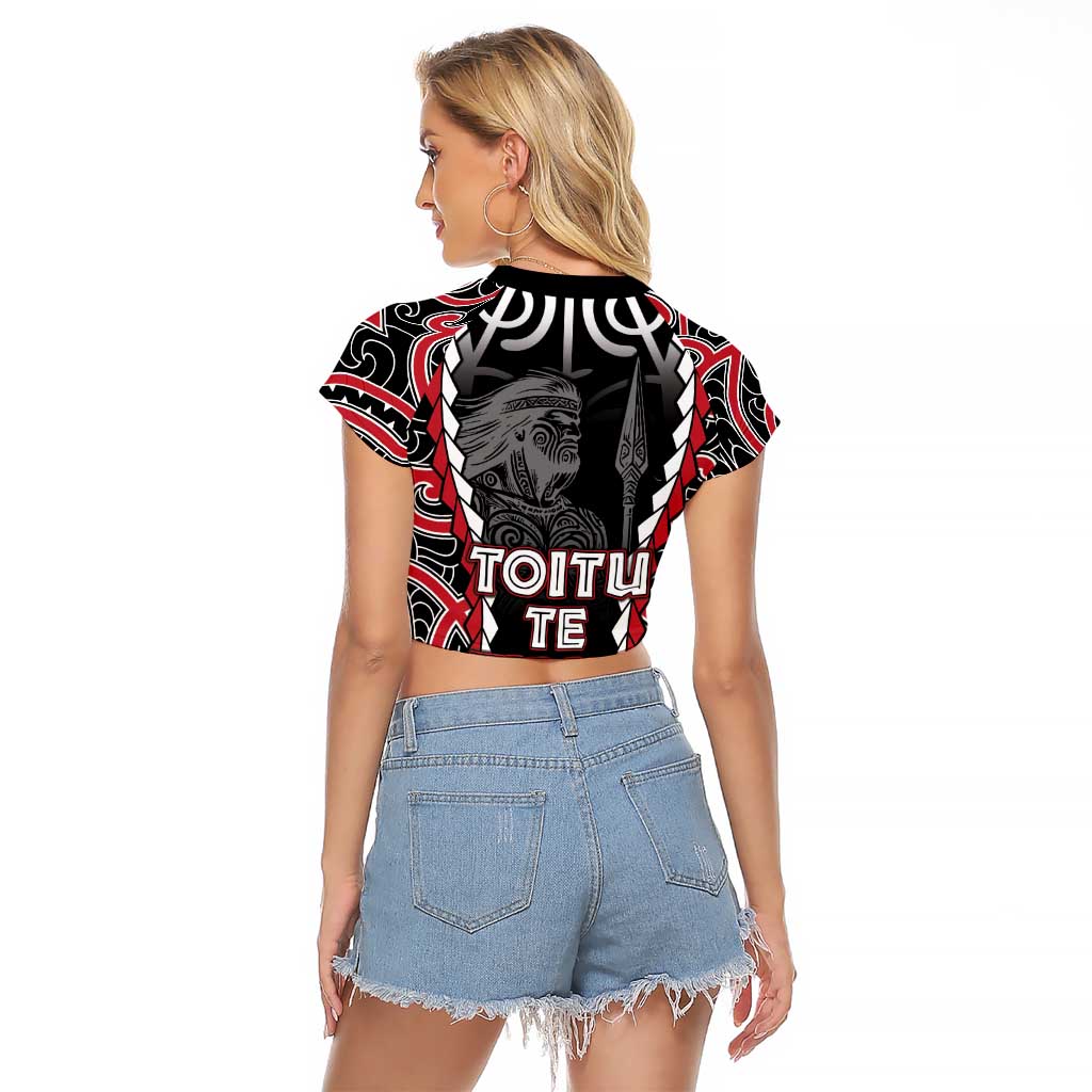 Aotearoa Waitangi Day Raglan Cropped T Shirt Maori Warrior Tribal Tattoo LT05 - Polynesian Pride