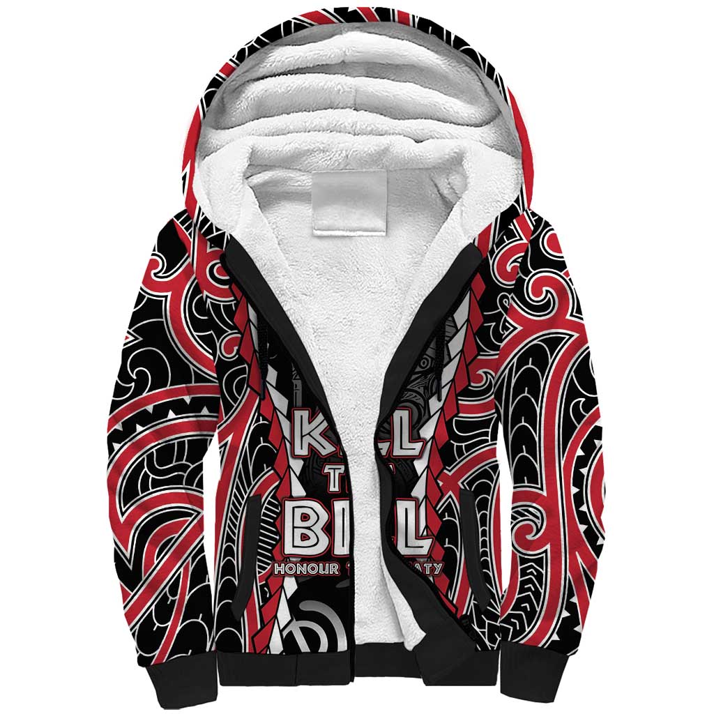 Aotearoa Waitangi Day Sherpa Hoodie Maori Warrior Tribal Tattoo