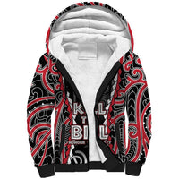 Aotearoa Waitangi Day Sherpa Hoodie Maori Warrior Tribal Tattoo LT05 Unisex Black - Polynesian Pride