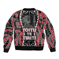 Aotearoa Waitangi Day Sleeve Zip Bomber Jacket Maori Warrior Tribal Tattoo