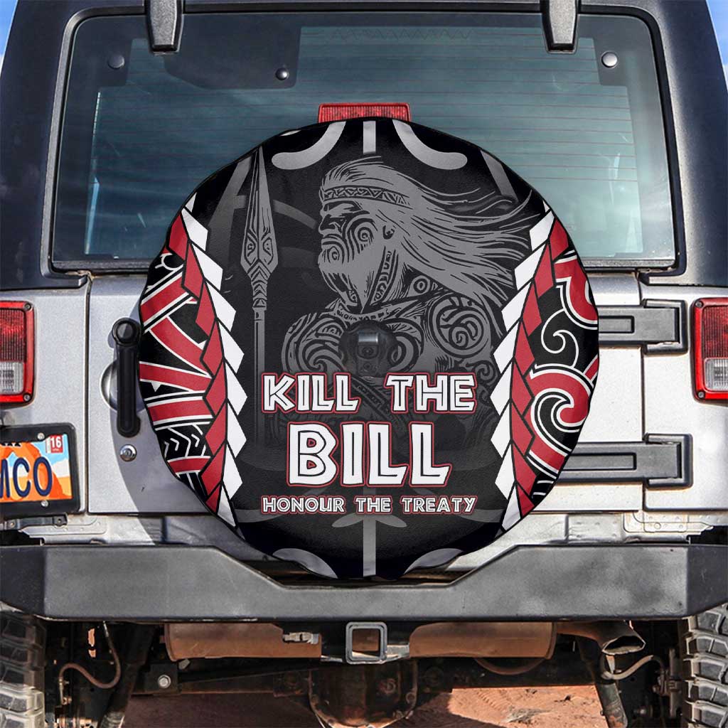 Aotearoa Waitangi Day Spare Tire Cover Maori Warrior Tribal Tattoo LT05 Black - Polynesian Pride