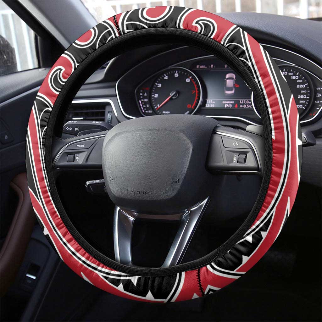 Aotearoa Waitangi Day Steering Wheel Cover Maori Warrior Tribal Tattoo LT05 - Polynesian Pride