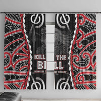 Aotearoa Waitangi Day Window Curtain Maori Warrior Tribal Tattoo LT05 With Hooks Black - Polynesian Pride