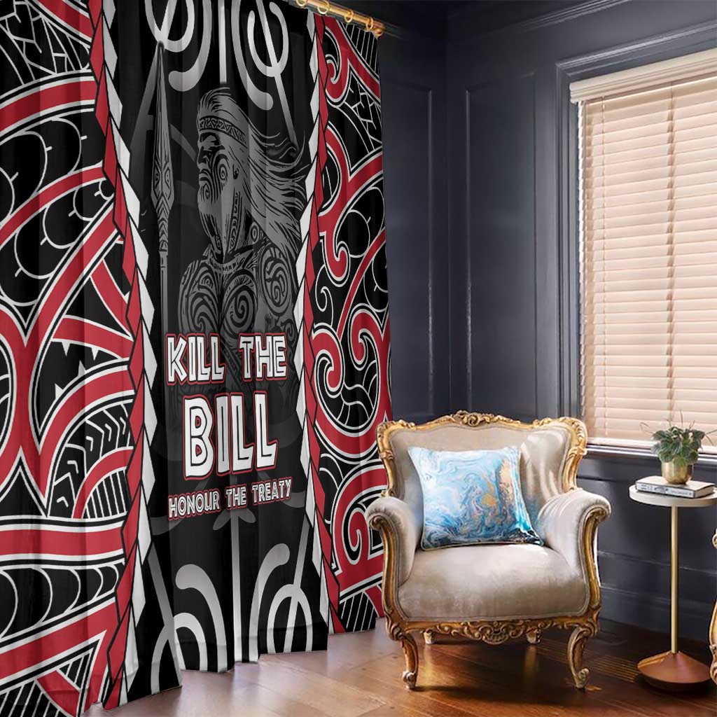 Aotearoa Waitangi Day Window Curtain Maori Warrior Tribal Tattoo LT05 - Polynesian Pride