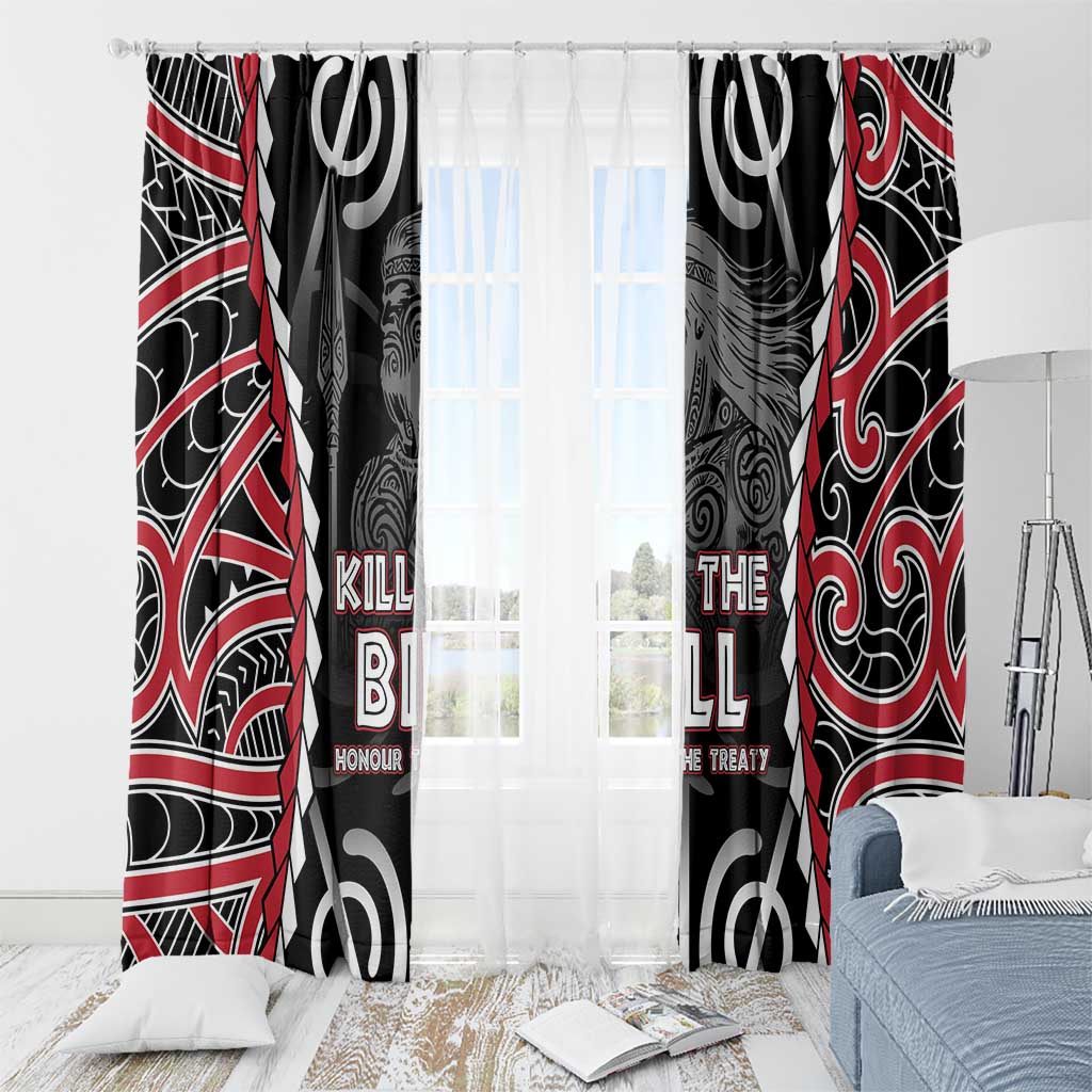 Aotearoa Waitangi Day Window Curtain Maori Warrior Tribal Tattoo LT05 - Polynesian Pride