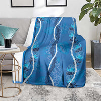 Hawaii Maile Lei Blanket With Blue Monstera Pattern LT05 - Polynesian Pride