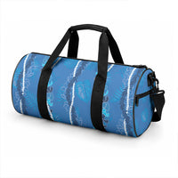 Hawaii Maile Lei Duffle Bag With Blue Monstera Pattern