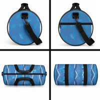 Hawaii Maile Lei Duffle Bag With Blue Monstera Pattern