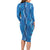 Hawaii Maile Lei Family Matching Long Sleeve Bodycon Dress and Hawaiian Shirt With Blue Monstera Pattern