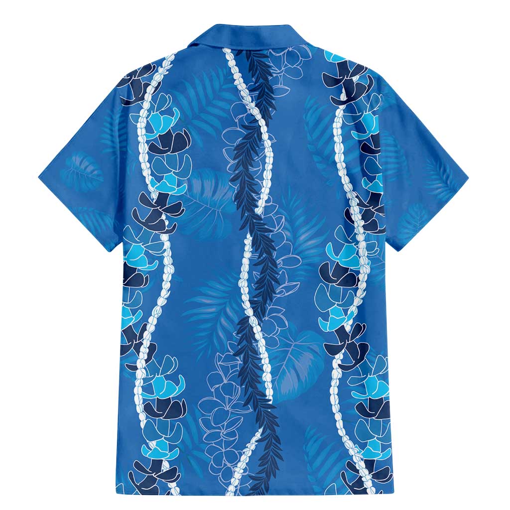 Hawaii Maile Lei Family Matching Mermaid Dress and Hawaiian Shirt With Blue Monstera Pattern