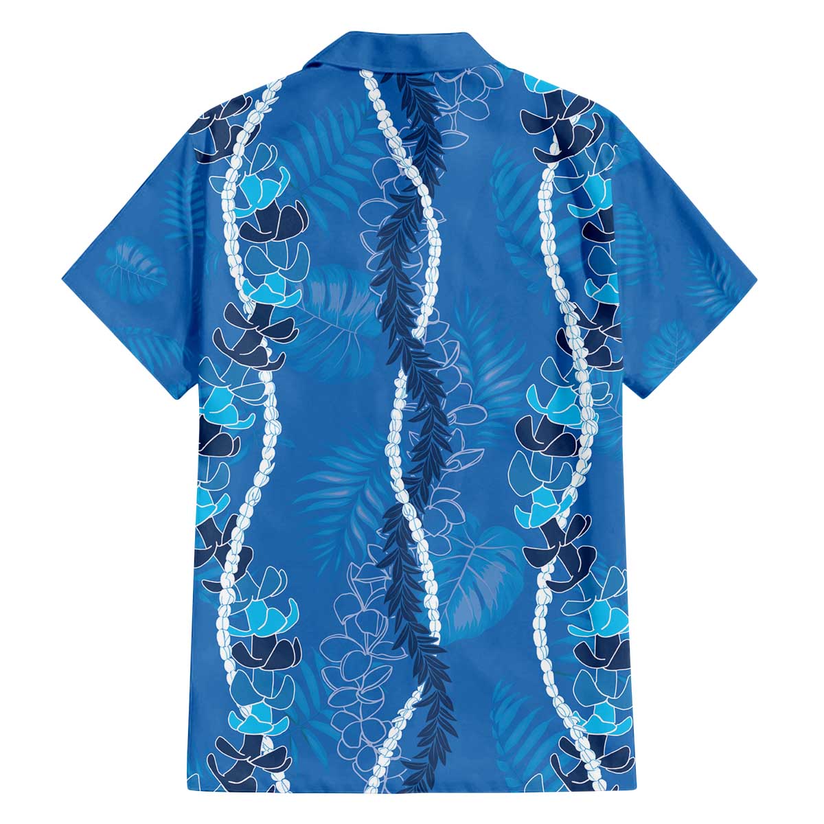 Hawaii Maile Lei Family Matching Off The Shoulder Long Sleeve Dress and Hawaiian Shirt With Blue Monstera Pattern