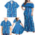 Hawaii Maile Lei Family Matching Off Shoulder Maxi Dress and Hawaiian Shirt With Blue Monstera Pattern