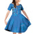 Hawaii Maile Lei Family Matching Off Shoulder Short Dress and Hawaiian Shirt With Blue Monstera Pattern
