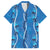 Hawaii Maile Lei Family Matching Off Shoulder Short Dress and Hawaiian Shirt With Blue Monstera Pattern