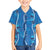 Hawaii Maile Lei Family Matching Off Shoulder Short Dress and Hawaiian Shirt With Blue Monstera Pattern