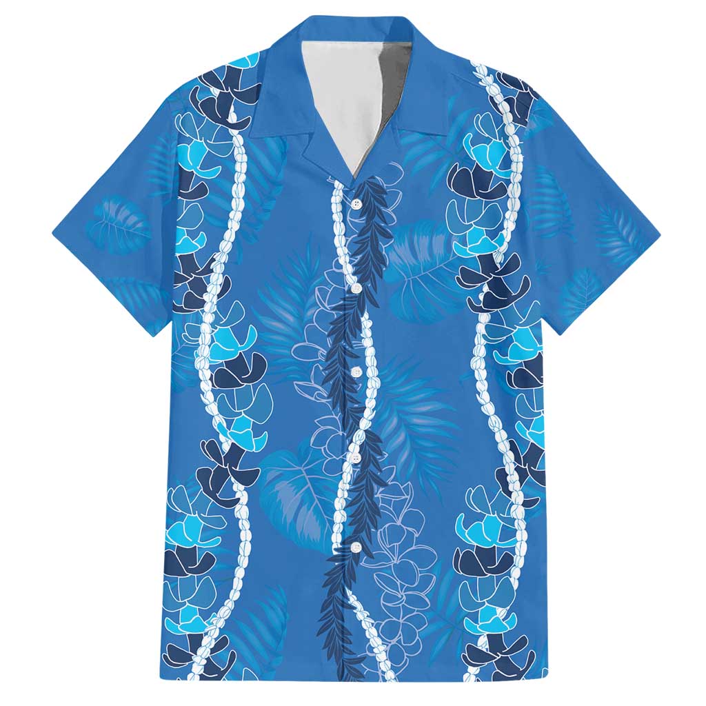 Hawaii Maile Lei Hawaiian Shirt With Blue Monstera Pattern LT05 Blue - Polynesian Pride
