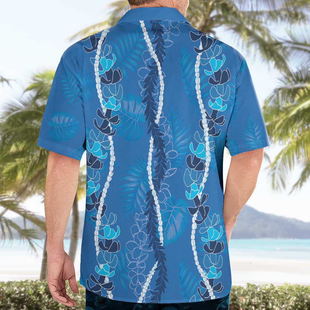 Hawaii Maile Lei Hawaiian Shirt With Blue Monstera Pattern LT05 - Polynesian Pride