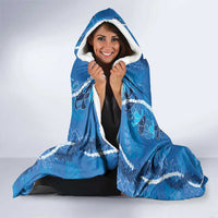 Hawaii Maile Lei Hooded Blanket With Blue Monstera Pattern LT05 - Polynesian Pride