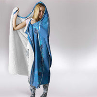 Hawaii Maile Lei Hooded Blanket With Blue Monstera Pattern LT05 - Polynesian Pride