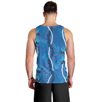 Hawaii Maile Lei Men Tank Top With Blue Monstera Pattern LT05 - Polynesian Pride