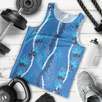 Hawaii Maile Lei Men Tank Top With Blue Monstera Pattern LT05 - Polynesian Pride