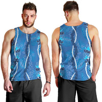 Hawaii Maile Lei Men Tank Top With Blue Monstera Pattern LT05 - Polynesian Pride