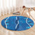 Hawaii Maile Lei Round Carpet With Blue Monstera Pattern