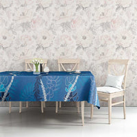 Hawaii Maile Lei Tablecloth With Blue Monstera Pattern LT05 - Polynesian Pride