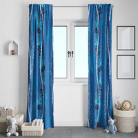 Hawaii Maile Lei Window Curtain With Blue Monstera Pattern LT05 - Polynesian Pride