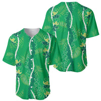 Hawaii Maile Lei Baseball Jersey With Green Monstera Pattern