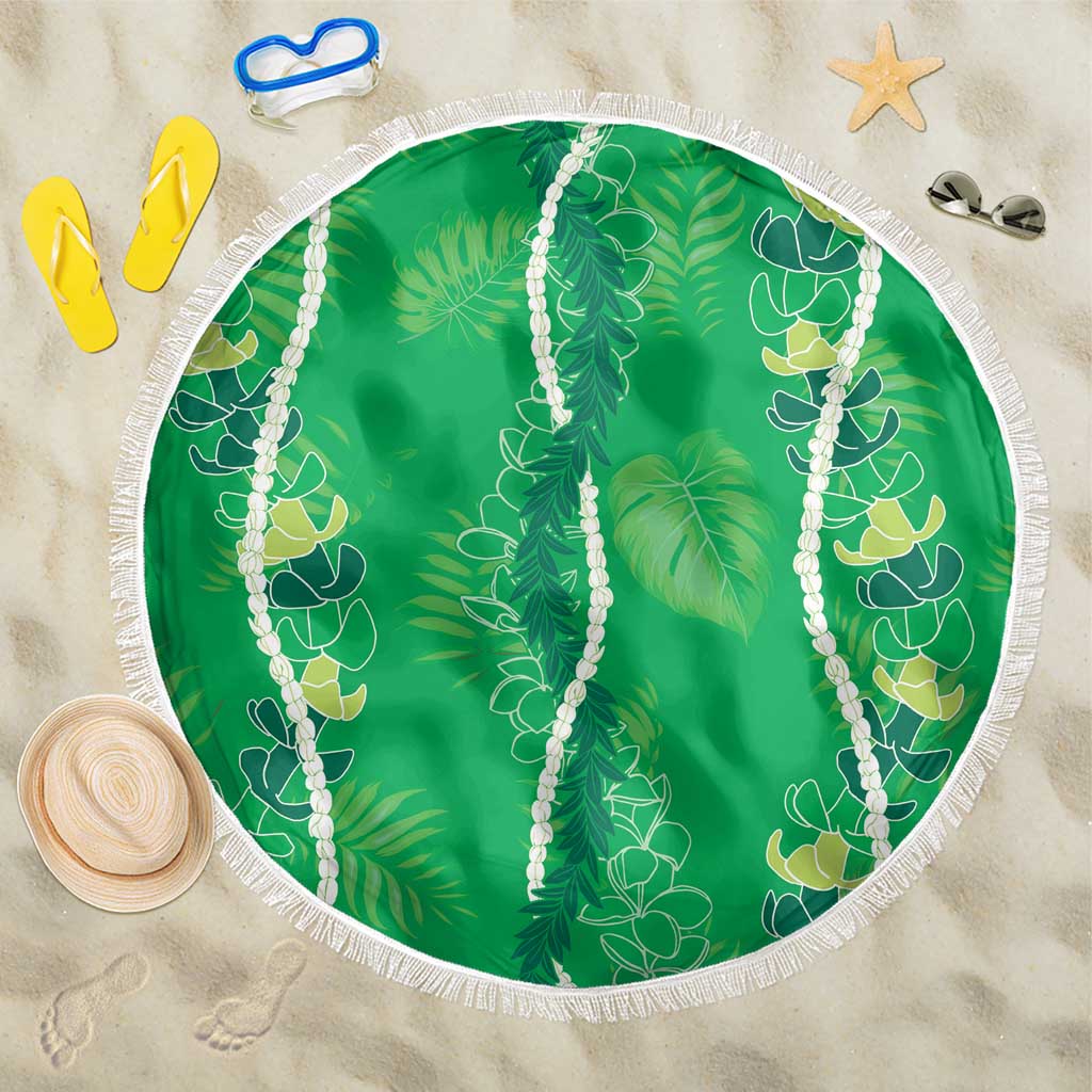 Hawaii Maile Lei Beach Blanket With Green Monstera Pattern LT05 One Size 150cm Green - Polynesian Pride