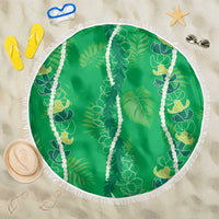 Hawaii Maile Lei Beach Blanket With Green Monstera Pattern LT05 One Size 150cm Green - Polynesian Pride