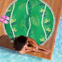 Hawaii Maile Lei Beach Blanket With Green Monstera Pattern LT05 - Polynesian Pride