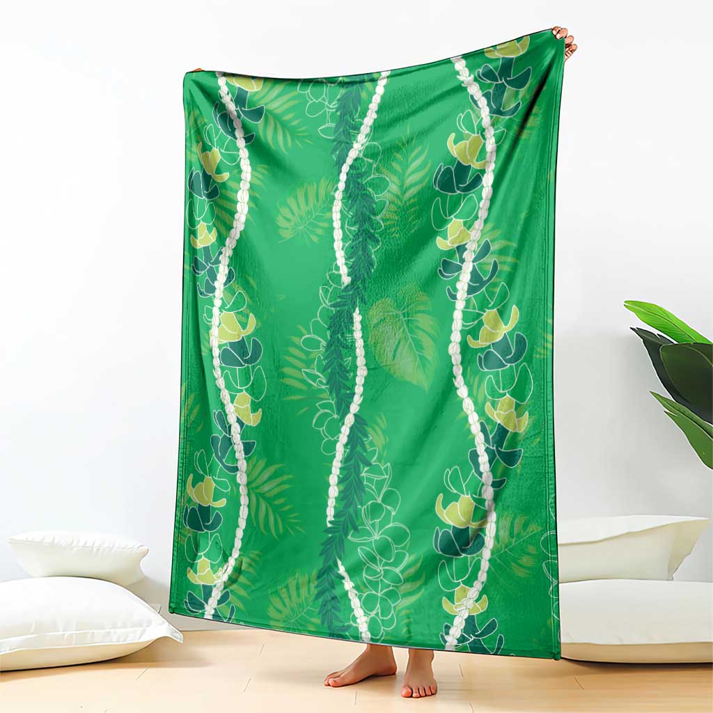 Hawaii Maile Lei Blanket With Green Monstera Pattern LT05 - Polynesian Pride