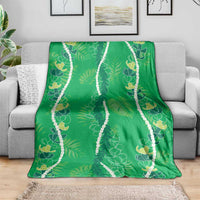 Hawaii Maile Lei Blanket With Green Monstera Pattern LT05 - Polynesian Pride