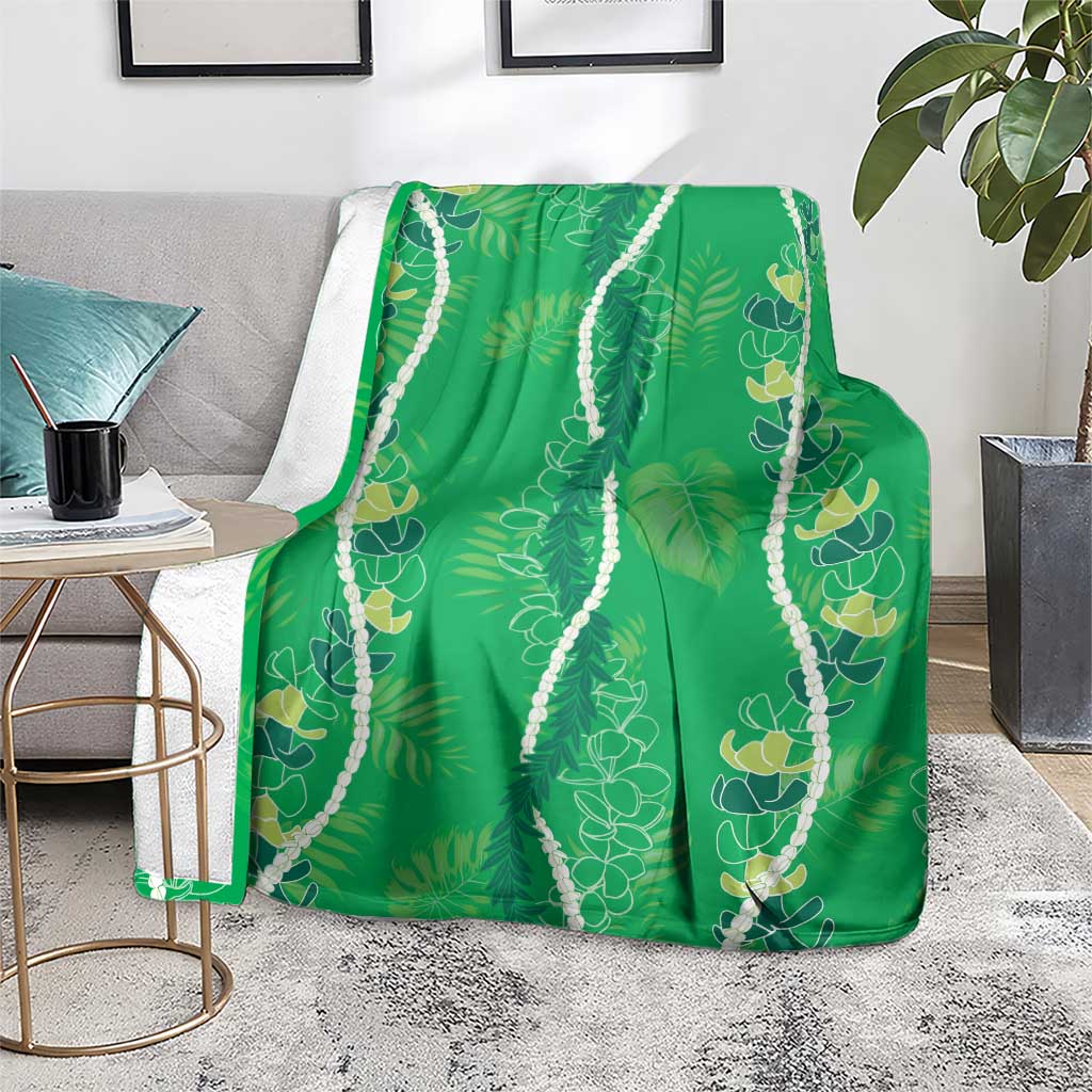 Hawaii Maile Lei Blanket With Green Monstera Pattern LT05 - Polynesian Pride