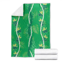 Hawaii Maile Lei Blanket With Green Monstera Pattern LT05 - Polynesian Pride