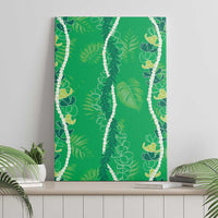 Hawaii Maile Lei Canvas Wall Art With Green Monstera Pattern LT05 - Polynesian Pride