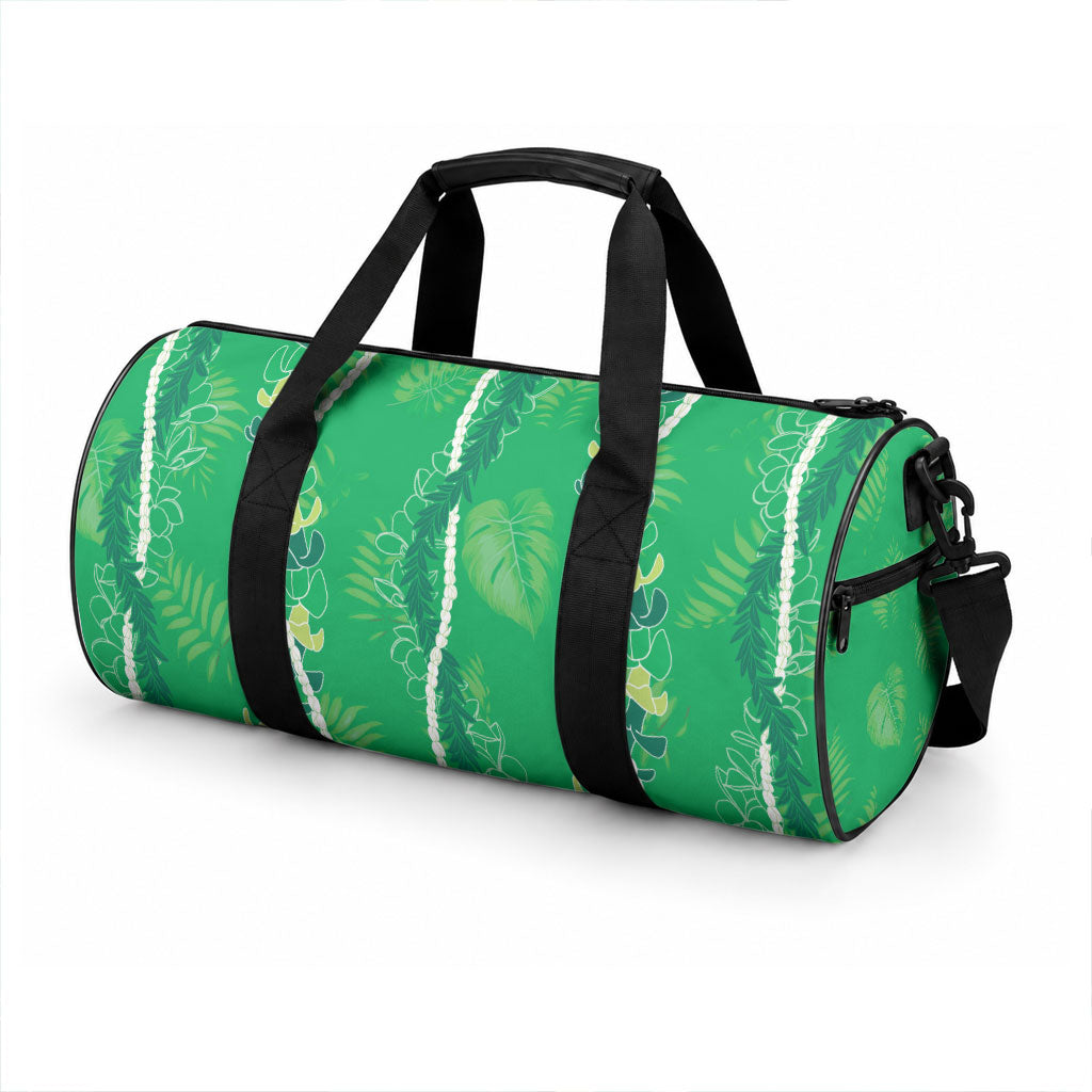 Hawaii Maile Lei Duffle Bag With Green Monstera Pattern