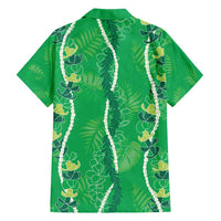 Hawaii Maile Lei Family Matching Puletasi and Hawaiian Shirt With Green Monstera Pattern