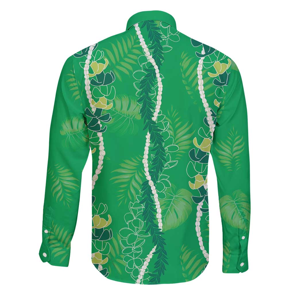 Hawaii Maile Lei Family Matching Short Sleeve Bodycon Dress and Hawaiian Shirt With Green Monstera Pattern