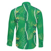 Hawaii Maile Lei Family Matching Short Sleeve Bodycon Dress and Hawaiian Shirt With Green Monstera Pattern