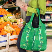 Hawaii Maile Lei Grocery Bag With Green Monstera Pattern LT05 - Polynesian Pride