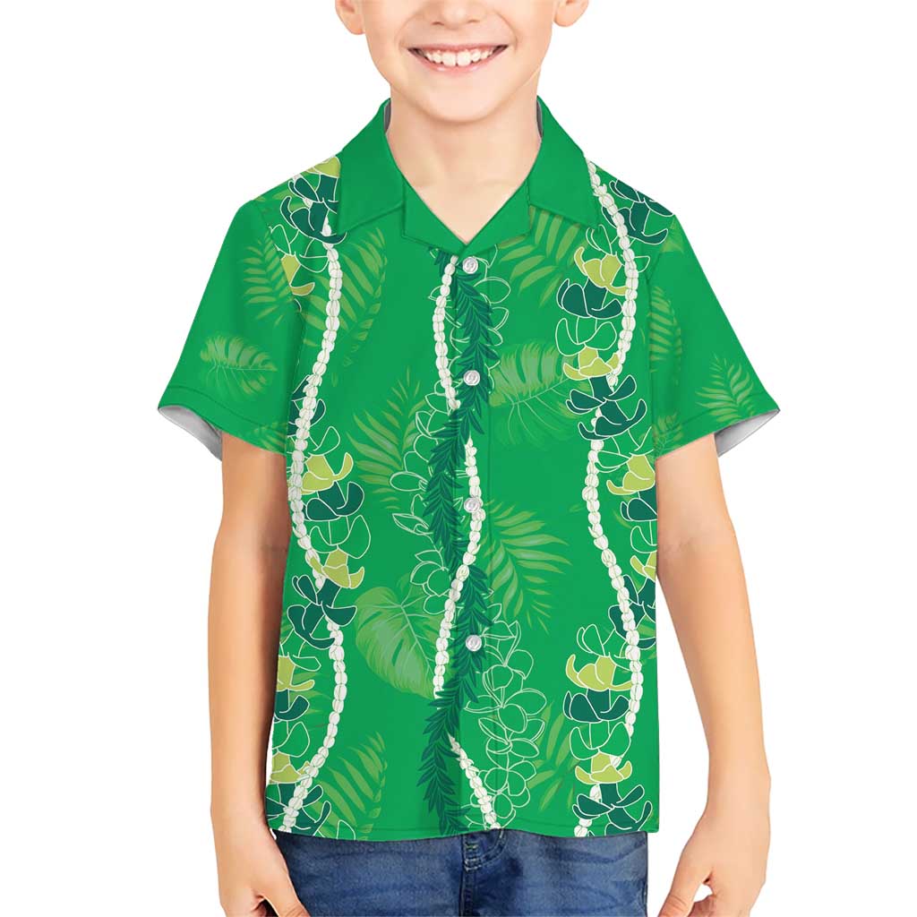 Hawaii Maile Lei Hawaiian Shirt With Green Monstera Pattern LT05 - Polynesian Pride
