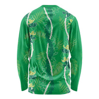 Hawaii Maile Lei Long Sleeve Shirt With Green Monstera Pattern LT05 - Polynesian Pride