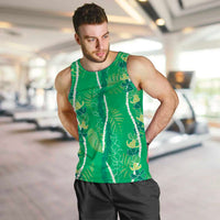 Hawaii Maile Lei Men Tank Top With Green Monstera Pattern LT05 Green - Polynesian Pride