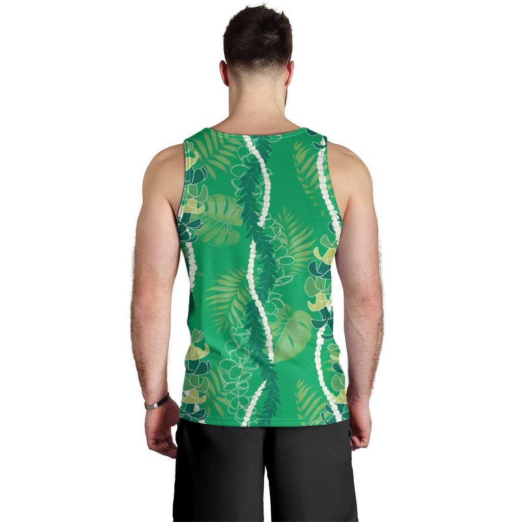 Hawaii Maile Lei Men Tank Top With Green Monstera Pattern LT05 - Polynesian Pride